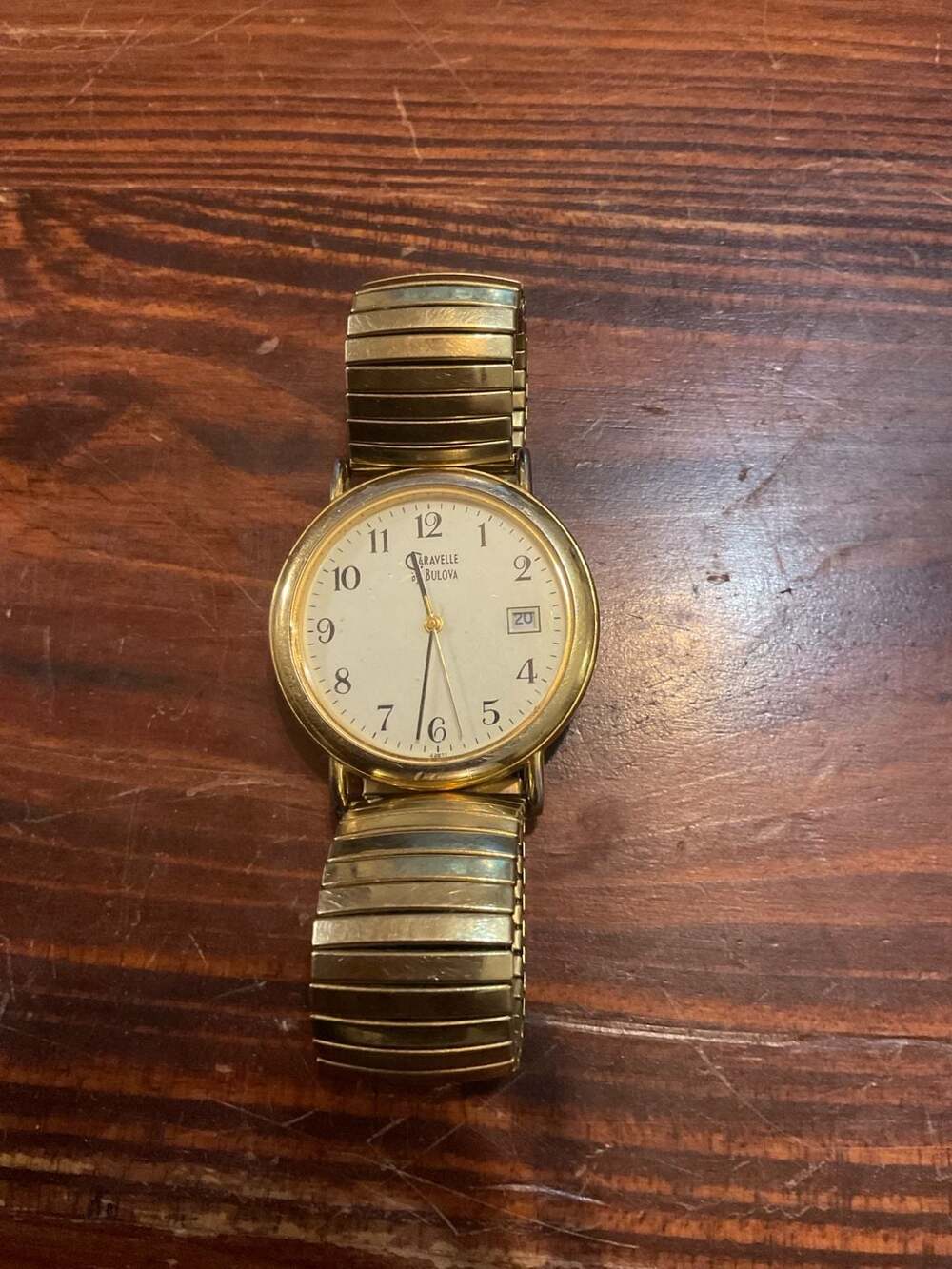 Caravelle by Bulova Vintage Gold Tone Quartz Watch Stretch Band